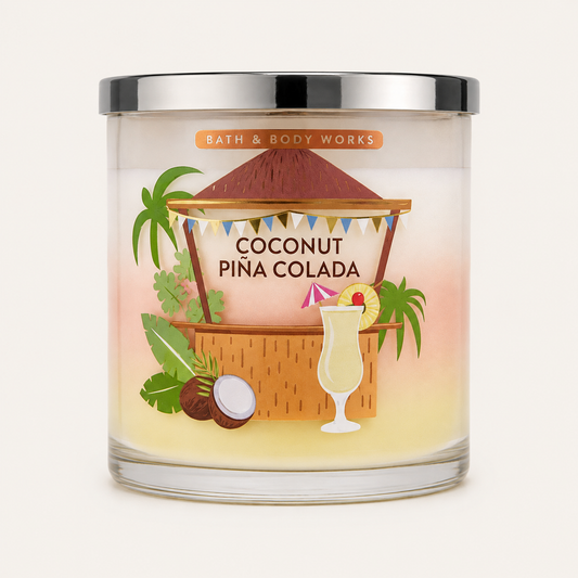 Bath & Body Works Coconut Piña Colada Vela Aromática 3 Mechas